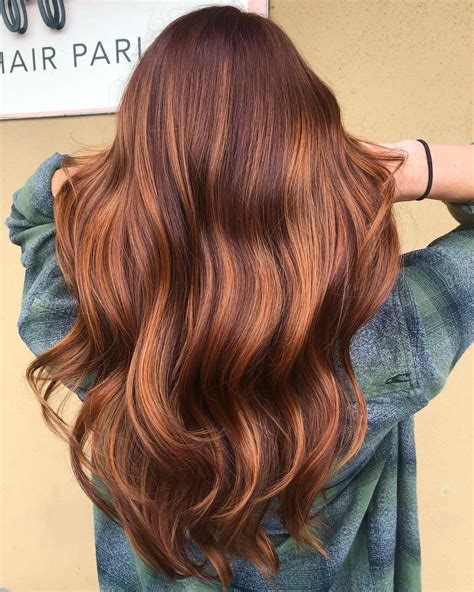auburn balayage on dark brown hair