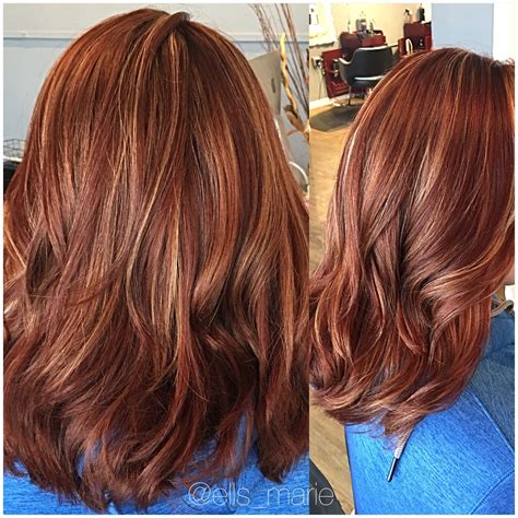 auburn brown hair with red highlights