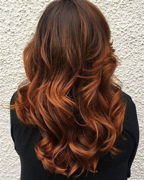 auburn copper balayage on brown hair