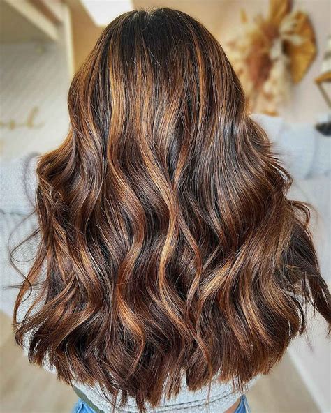 caramel and auburn highlights in brown hair