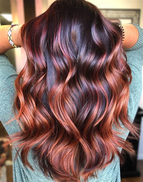 dark brown hair and auburn highlights