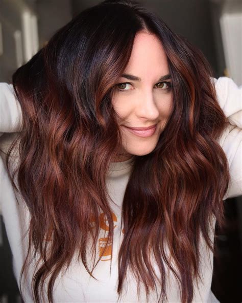 dark hair with auburn